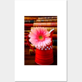 Pink Daisy In Red French Pitcher Posters and Art